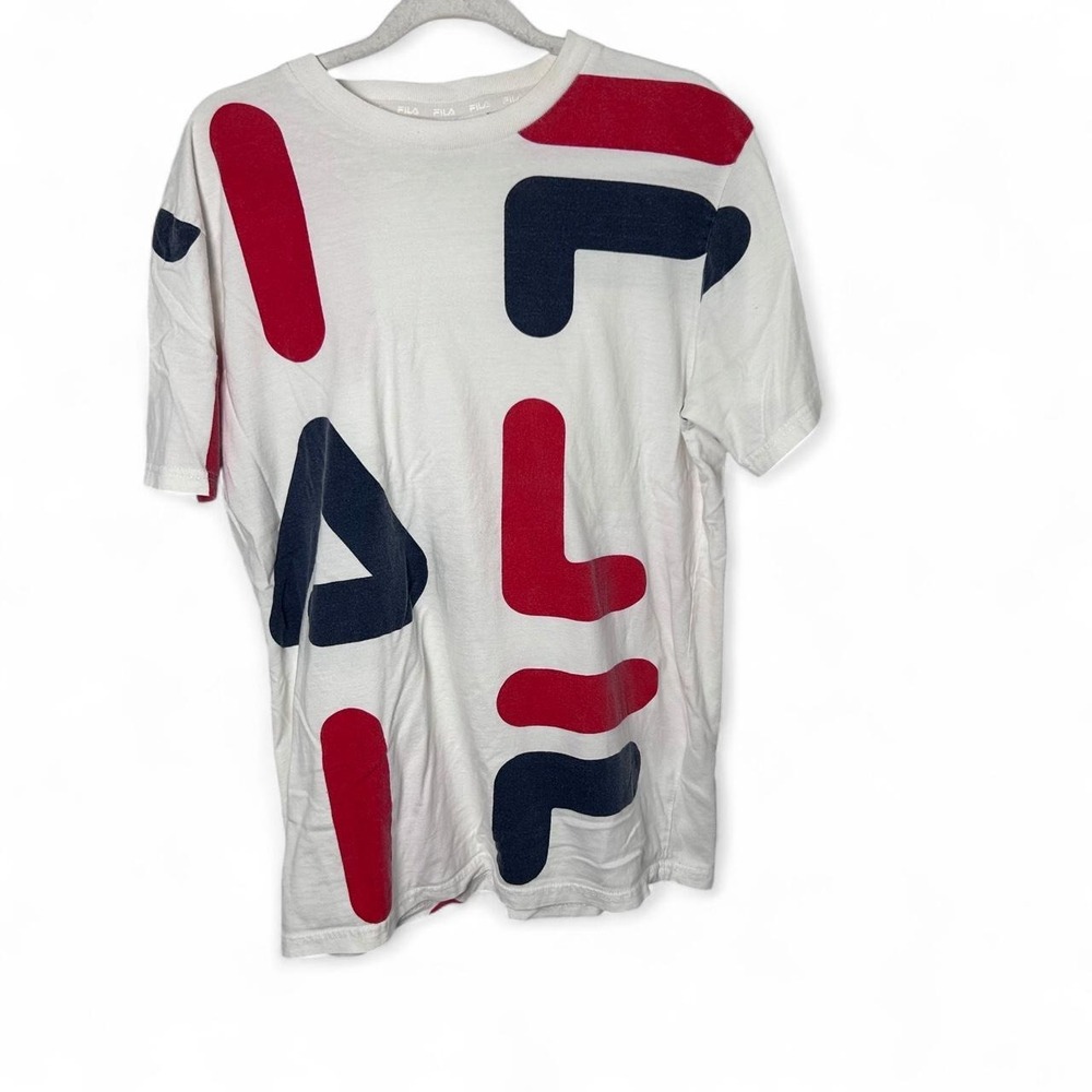FILA‎ Big All Over Print Logo T-Shirt, M Sportswear, Hip Hop Streetwear, Letters
